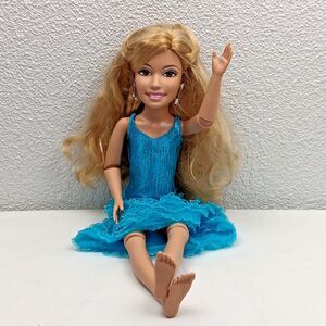 Teen Trends 2004 Mattel Barbie Large 16” Blonde Fashion Doll Blue Sparkle Dress